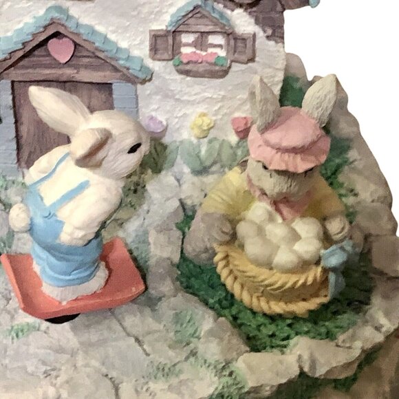 Vintage ABC Lighted Animated Musical Easter Bunny Cottage Used - Picture 16 of 16